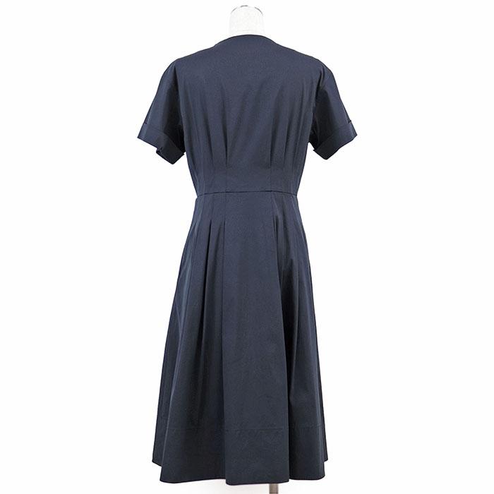 美品】FOXEY フォクシー ワンピース 半袖 41451 ロゴ タック フレア 