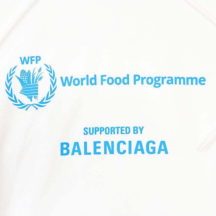 【極美品】BALENCIAGA バレンシアガ パーカー World Food Programme WFP 2022年製 ロゴ プリント 綿100% タグ付属 ユニセックス XS 白 葡製_1