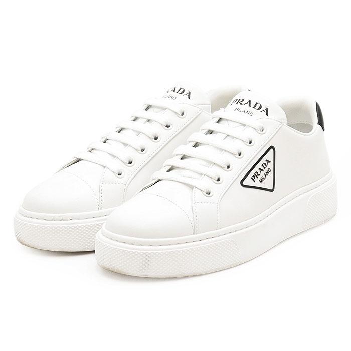PRADA 【美品】PRADA プラダ スニーカー カウレザー ロゴ