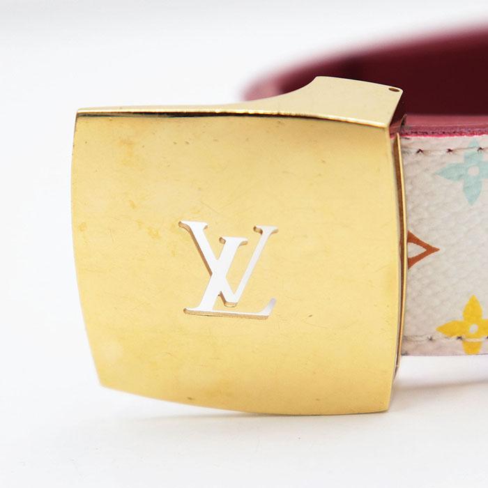 【美品】VUITTON　ベルト　サンチュール　マルチカラー　モノグラム　LVロゴ LOUIS VUITTON/ルイ・ヴィトン】 サンチュールキャレ モノグラム