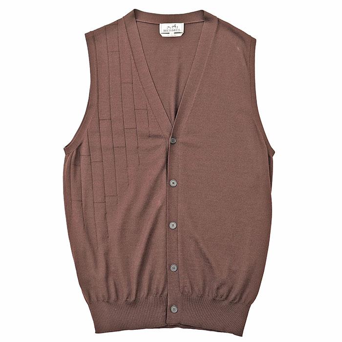 HERMES エルメス H柄 ウール ノースリーブ ニット ベスト サイズS