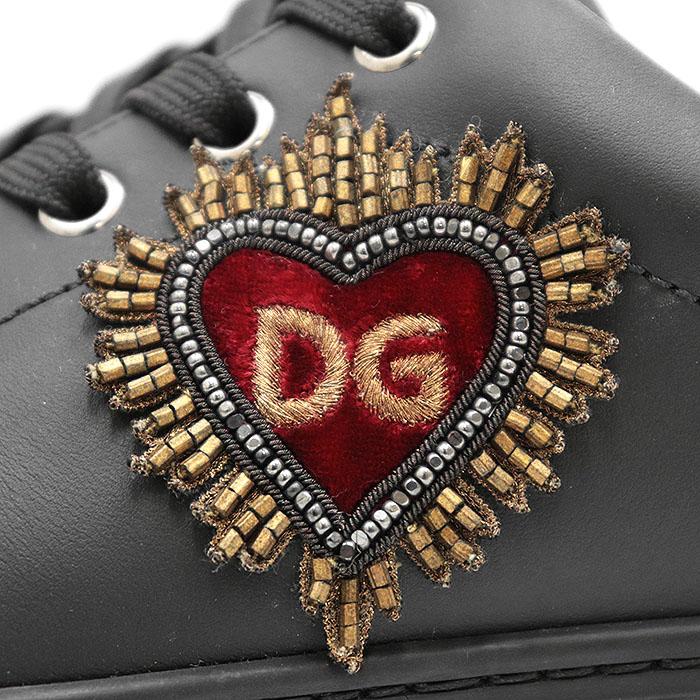 【SALE】DOLCE&GABBANA ドルチェアンドガッバーナ スニーカー DG ロゴ ハート ワッペン レザー カップインソール ローカット レースアップ シューズ 箱・袋付属 メンズ サイズ 42 ブラック 黒 イタリア製 SALE】DOLCE&GABBANA ドルチェアンドガッバーナ スニーカー DG ロゴ