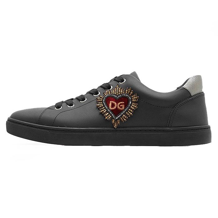 【SALE】DOLCE&GABBANA ドルチェアンドガッバーナ スニーカー DG ロゴ ハート ワッペン レザー カップインソール ローカット レースアップ シューズ 箱・袋付属 メンズ サイズ 42 ブラック 黒 イタリア製 SALE】DOLCE&GABBANA ドルチェアンドガッバーナ スニーカー DG ロゴ