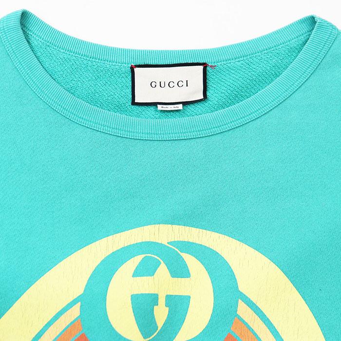 【SALE】GUCCI グッチ トレーナー スウェット BLIND FOR LOVE 愛に盲目 GG ロゴ 虹 プリント セーター コットン メンズ M ターコイズ 伊製_7