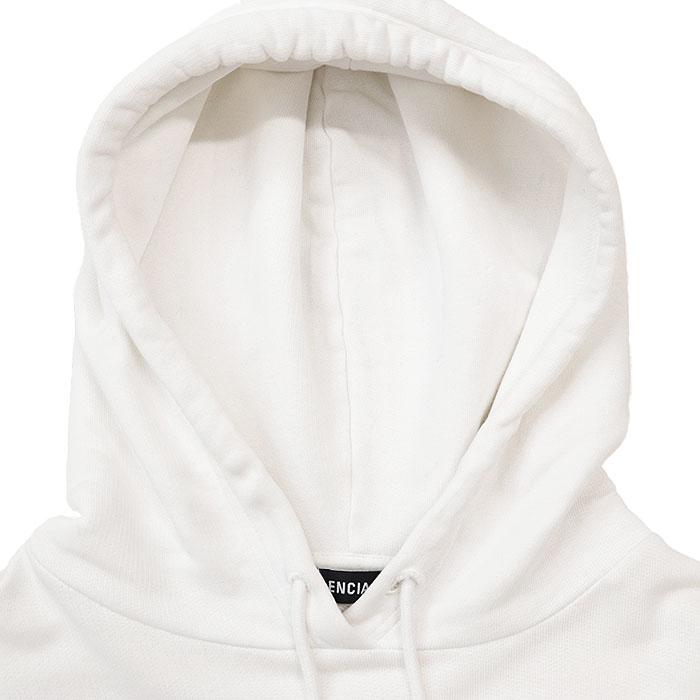 【美品】BALENCIAGA バレンシアガ パーカー 2019年製 BB アナグラム センターロゴ プリント コットン100% スウェット 長袖 メンズ S 白_8