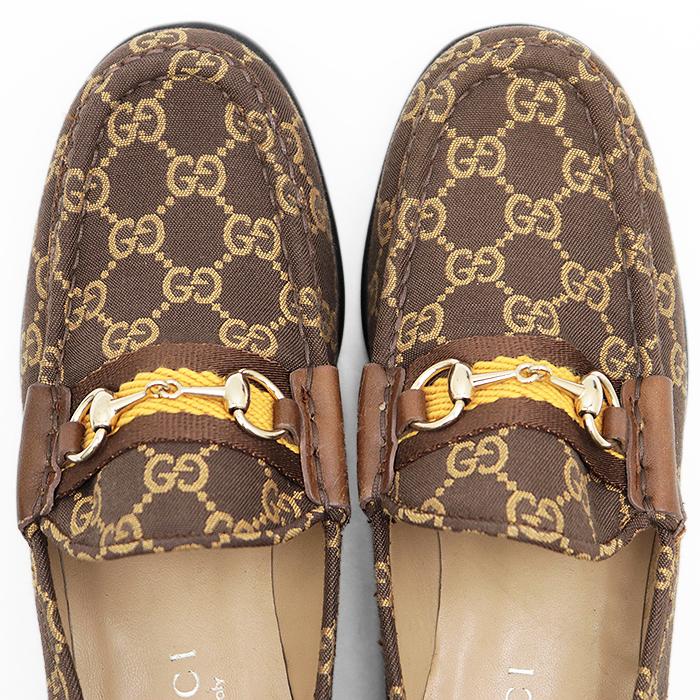 GUCCI 37.5C ホースビット ローファー レザー ゴールド ブラウン グッチ ホースビット 1953〕メンズ ローファー ・ブラウン レザー