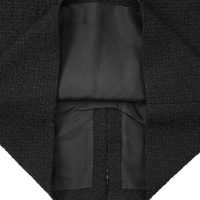 【極美品】CHANEL シャネル 09C P34889 スカート ツイード ウール COCOマークボタン バックファスナー＆スリット レディース 38 黒 仏製