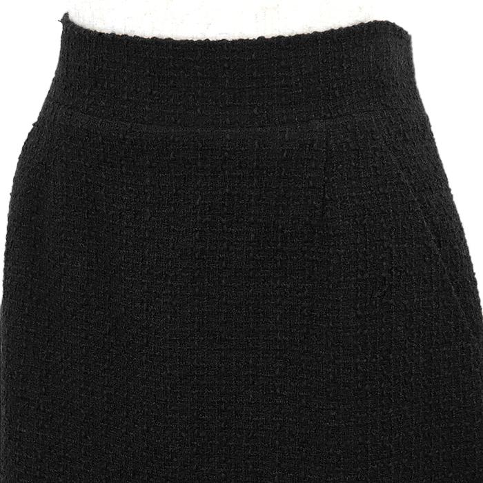 【極美品】CHANEL シャネル 09C P34889 スカート ツイード ウール COCOマークボタン バックファスナー＆スリット レディース 38 黒 仏製