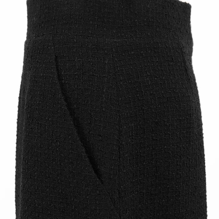 【極美品】CHANEL シャネル 09C P34889 スカート ツイード ウール COCOマークボタン バックファスナー＆スリット レディース 38 黒 仏製