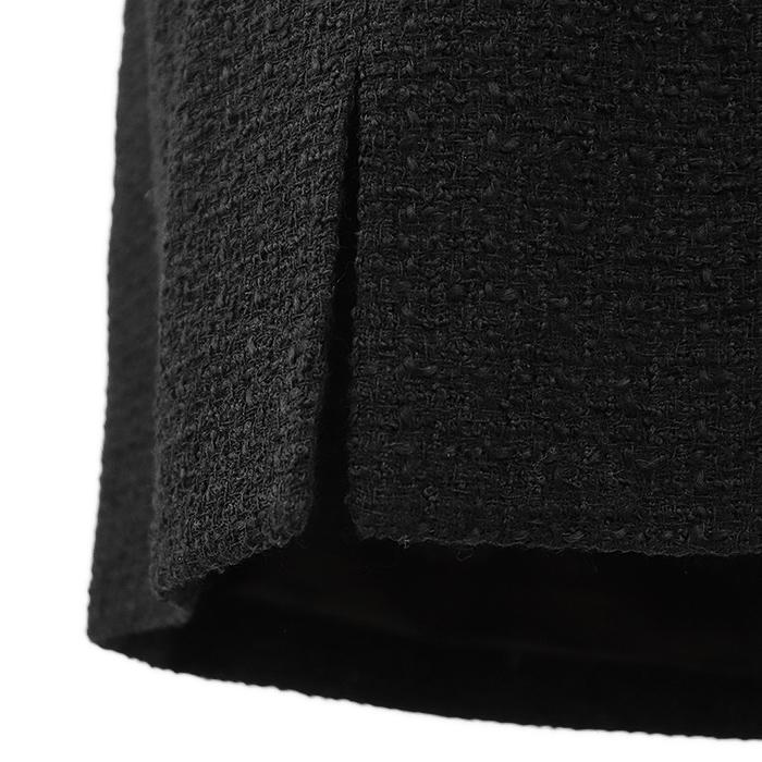 【極美品】CHANEL シャネル 09C P34889 スカート ツイード ウール COCOマークボタン バックファスナー＆スリット レディース 38 黒 仏製