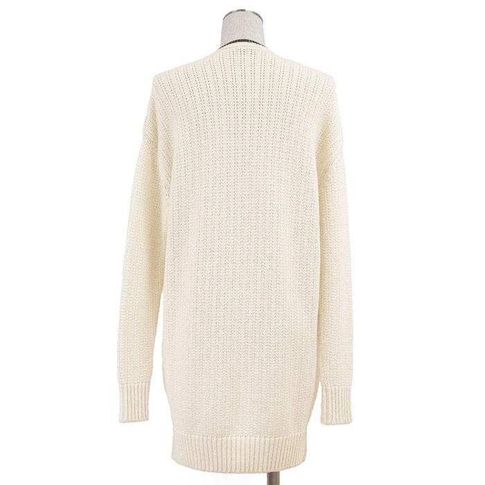 【極美品】SAINT LAURENT PARIS サン・ローラン・パリ カーディガン ニット ローゲージ チェーントリム ウール混 レディース S 生成 伊製 |  | 06