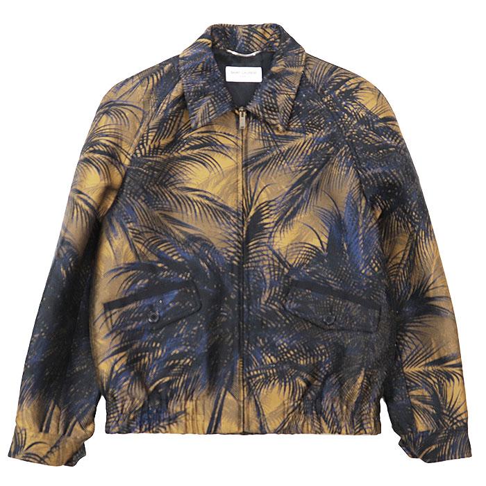 【美品】SAINT LAURENT PARIS サンローランパリ ジップアップブルゾン ジャガード ロゴ ボタン パームツリー柄 メンズ 44 マルチカラー | 