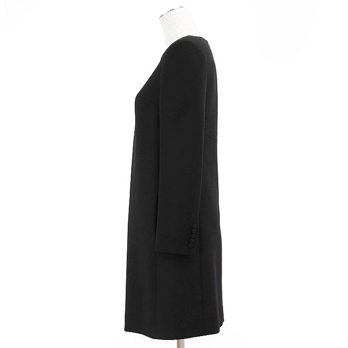 SALE【美品】SAINT LAURENT PARIS サンローランパリ ワンピース ウール100％クレープ ミニマル シンプル 長袖 ドレス レディース 36 黒 |  | 02
