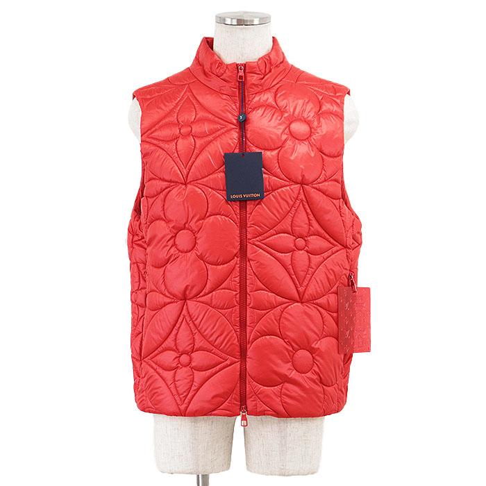 【極美品】LOUIS VUITTON ルイ・ヴィトン ベスト 2022S/S モノグラムフラワー 総柄 キルティング パテッド 中綿 ジップアップ ノースリーブ ジャケット アウター メンズ サイズ 52 レッド 赤 フランス製 DH1 HLG47W LOUIS VUITTON（ルイ・ヴィトン） 【極美品】LOUIS VUITTON ベスト