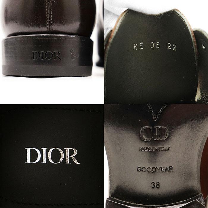 【極美品】Dior ディオール ダービーシューズ 外羽式 レザー レースアップ プレーントゥ グッドイヤー 靴 メンズ 38 茶色 イタリア製_9
