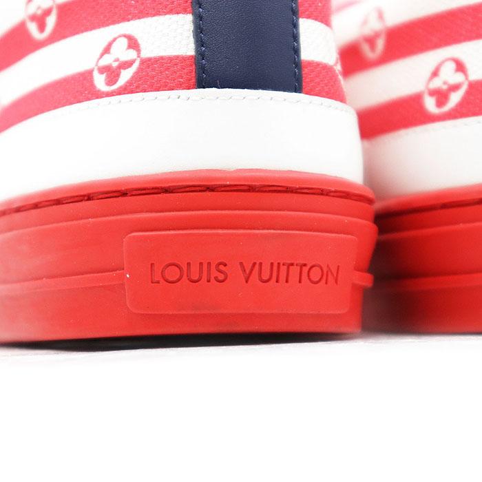 【美品】LOUIS VUITTON ルイ・ヴィトン ローカットスニーカー ステラーライン LVエスカル キャンバス x レザー 厚底 靴 レディース 36 赤