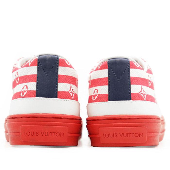 【美品】LOUIS VUITTON ルイ・ヴィトン ローカットスニーカー ステラーライン LVエスカル キャンバス x レザー 厚底 靴 レディース 36 赤