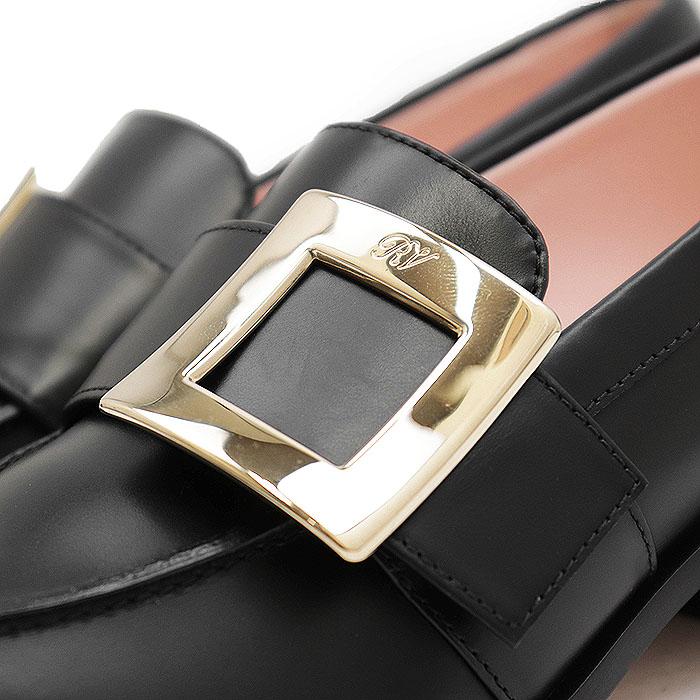 【未使用】Roger Vivier ロジェヴィヴィエ ヴィヴ ローファー レンジャー レザー チャンキーヒール 革靴 袋付属 レディース 36 1/2 黒