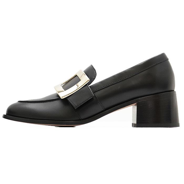 【未使用】Roger Vivier ロジェヴィヴィエ ヴィヴ ローファー レンジャー レザー チャンキーヒール 革靴 袋付属 レディース 36 1/2 黒