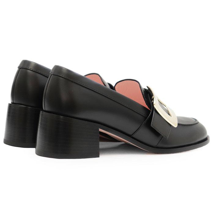 【未使用】Roger Vivier ロジェヴィヴィエ ヴィヴ ローファー レンジャー レザー チャンキーヒール 革靴 袋付属 レディース 36 1/2 黒