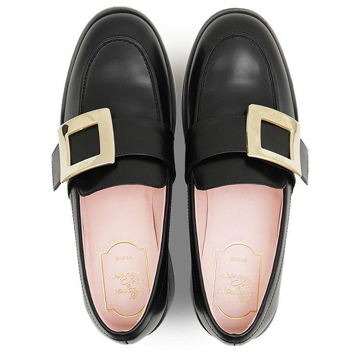 【未使用】Roger Vivier ロジェヴィヴィエ ヴィヴ ローファー レンジャー レザー チャンキーヒール 革靴 袋付属 レディース 36 1/2 黒
