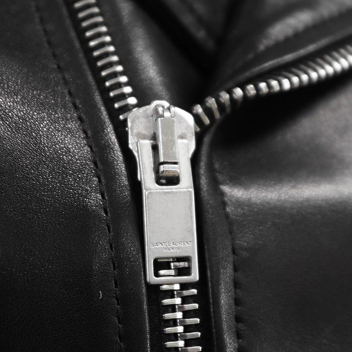 SAINT LAURENT PARIS サンローラン・パリ ジャケット ライダース F34 レディース ロゴ モーターサイクル ラムレザー ハンガー付属 黒 伊製 |  | 03