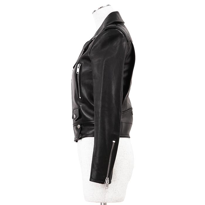 SAINT LAURENT PARIS サンローラン・パリ ジャケット ライダース F34 レディース ロゴ モーターサイクル ラムレザー ハンガー付属 黒 伊製 |  | 04