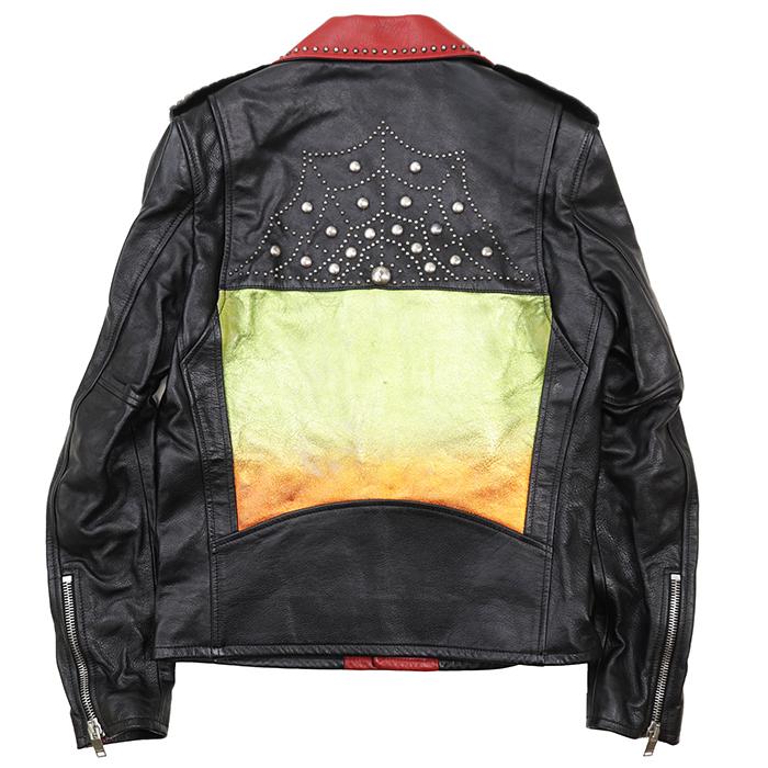 【未使用】SAINT LAURENT PARIS サンローランパリ モーターサイクルジャケット 48 メンズ カウレザー スタッズ 恐竜チャーム 付属有 黒 赤 |  | 04