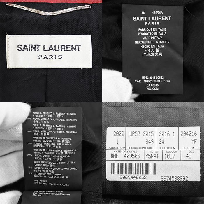 【未使用】SAINT LAURENT PARIS サンローランパリ モーターサイクルジャケット 48 メンズ カウレザー スタッズ 恐竜チャーム 付属有 黒 赤 |  | 09