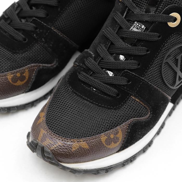 LOUIS VUITTON ルイ・ヴィトン ランアウェイスニーカー 36h レディース レザー スエード ローカット モノグラム シューズ 箱付属 黒 茶色_1