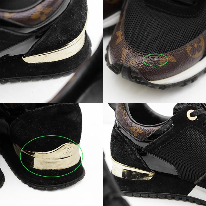 LOUIS VUITTON ルイ・ヴィトン ランアウェイスニーカー 36h レディース レザー スエード ローカット モノグラム シューズ 箱付属 黒 茶色_8