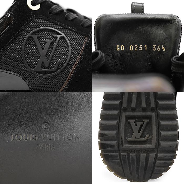 LOUIS VUITTON ルイ・ヴィトン ランアウェイスニーカー 36h レディース レザー スエード ローカット モノグラム シューズ 箱付属 黒 茶色_9