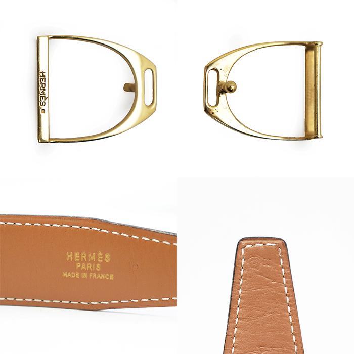 HERMES（エルメス） レザーベルト メンズ エトリエ Dバックル ゴールド 