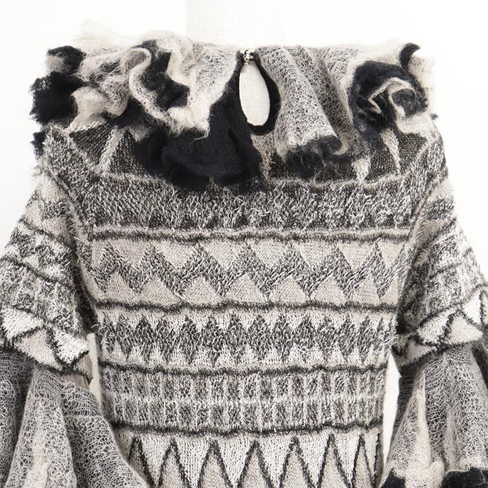 【極美品】CHANEL シャネル フリルニットワンピース 38 レディース 09A P36227 パリ・モスクワコレクション ウール × モヘア ベージュ系の画像