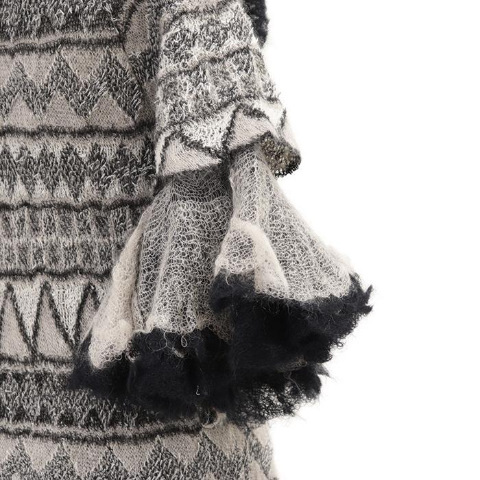 【極美品】CHANEL シャネル フリルニットワンピース 38 レディース 09A P36227 パリ・モスクワコレクション ウール × モヘア ベージュ系の画像