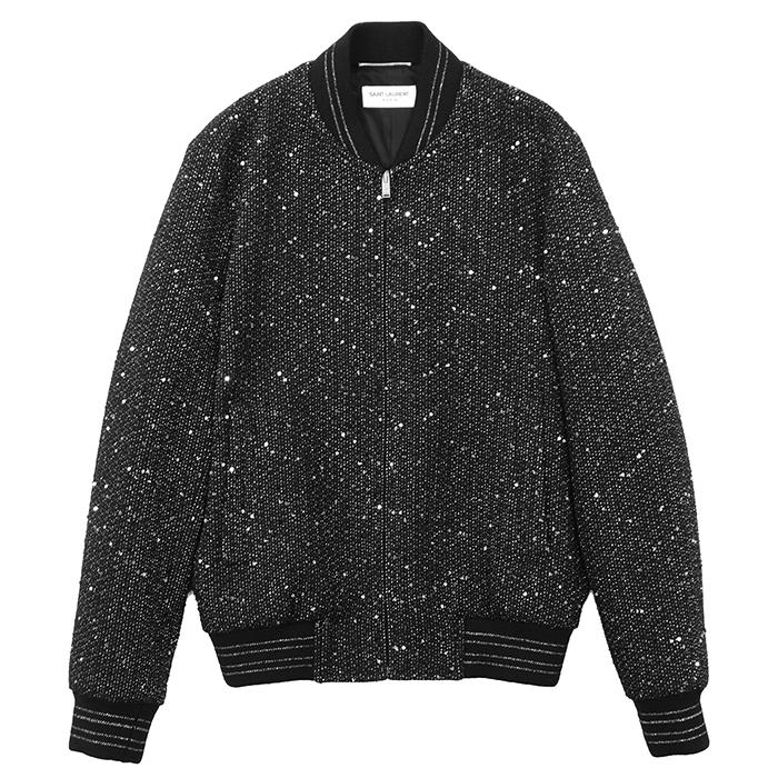 【極美品】SAINT LAURENT PARIS サンローランパリ ブルゾン テディボンバー 46 メンズ 19年製 ロゴ ラメスパンコール ジャケット 黒 伊製 | 