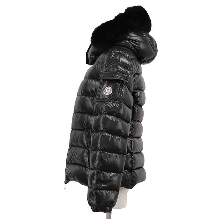 【極美品】MONCLER モンクレール ダウンジャケット 4 レディース BADYFUR フォックスファー ロゴワッペン アウター ナイロン100％ 黒_4