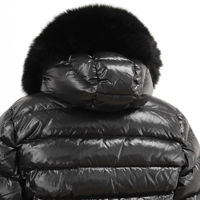 【極美品】MONCLER モンクレール ダウンジャケット 4 レディース BADYFUR フォックスファー ロゴワッペン アウター ナイロン100％ 黒_6