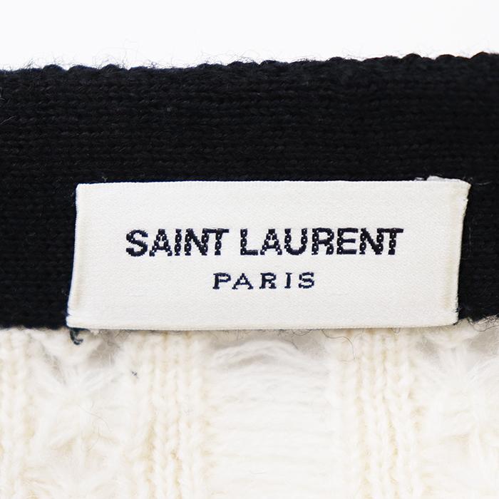 SAINT LAURENT PARIS サンローランパリ カーディガン ニット XS レディース 2020年製 バイカラー 長袖 ウール100% アイボリー 黒 伊製 |  | 05
