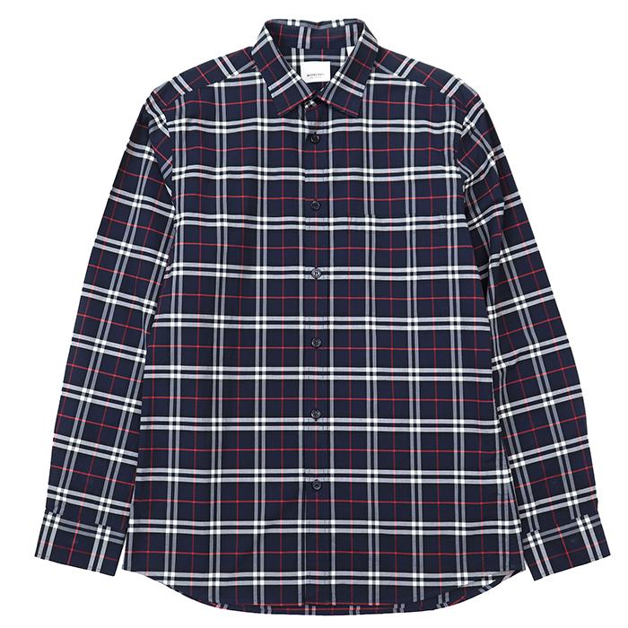 SALE【美品】BURBERRY バーバリー 長袖シャツ サイズ M メンズ ノバチェック リカルドティッシ期 シグネチャー ロゴ ボタン コットン混 トップス ネイビー 紺 タイ製 BURBERRY（バーバリー） SALE【美品】BURBERRY シャツ サイズ M メンズ