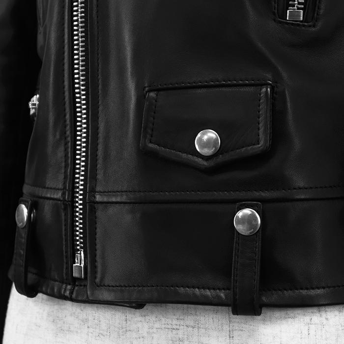 SAINT LAURENT PARIS サンローランパリ ジャケット 36 レディース レザー ライダース シルバージップ 羊革 アウター ブラック イタリア製 |  | 11