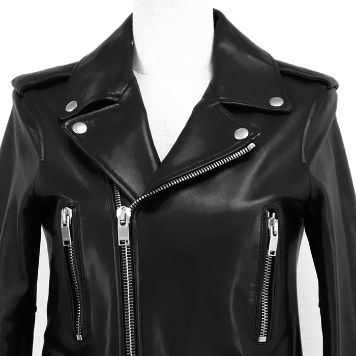 SAINT LAURENT PARIS サンローランパリ ジャケット 36 レディース レザー ライダース シルバージップ 羊革 アウター ブラック イタリア製 |  | 01