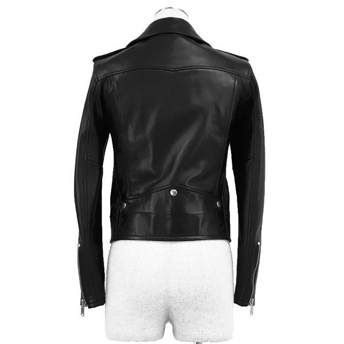 SAINT LAURENT PARIS サンローランパリ ジャケット 36 レディース レザー ライダース シルバージップ 羊革 アウター ブラック イタリア製 |  | 02