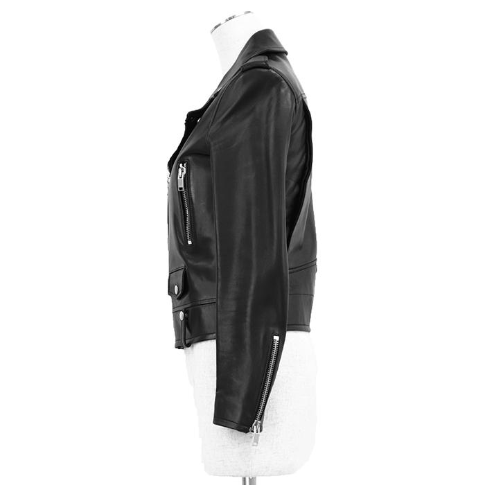 SAINT LAURENT PARIS サンローランパリ ジャケット 36 レディース レザー ライダース シルバージップ 羊革 アウター ブラック イタリア製 |  | 04