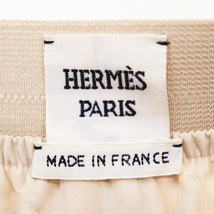 【極美品】HERMES エルメス セミイージーパンツ サイズ 44 レディース シルク100％デシン 馬具 ボトムス ライトピンク 桃色 フランス製