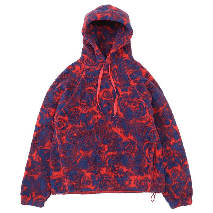 【新品同様】BURBERRY バーバリー ボアパーカー サイズ XS メンズ ローズ 薔薇 ジャガード フリース フーディー プルオーバー ロングスリーブ 長袖 レディース着用可 トップス レッド ブルー 赤 青 総柄 イタリア製 8077521 BURBERRY（バーバリー） 【新品同様】BURBERRY ボアパーカー XS メンズ