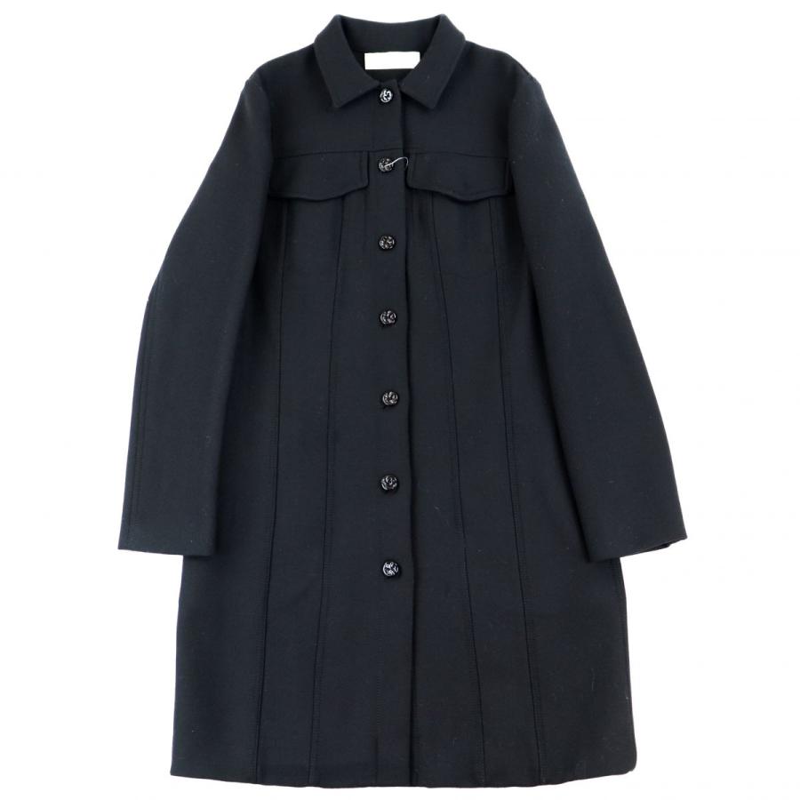 ニナリッチ Nina Ricci ウールステンカラーコート レディース 40 黒 美品 B4 8490 8490 オパールヤフーショッピング店 通販 Yahoo ショッピング