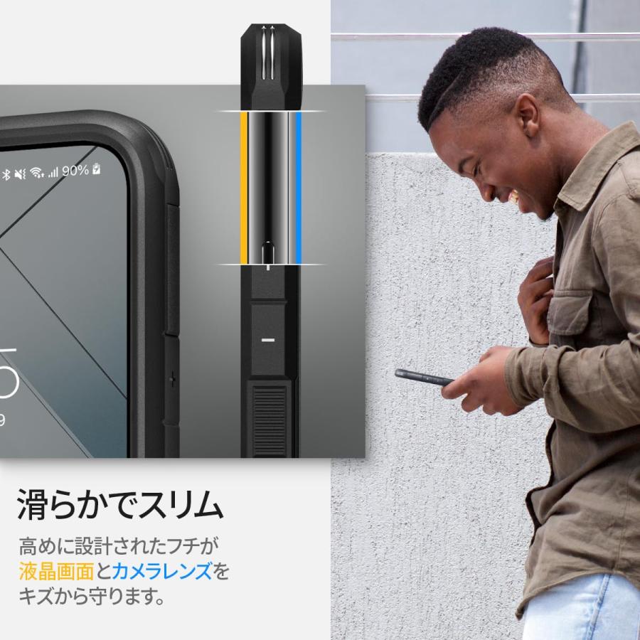 Spigen Galaxy S22 ケース 三層構造 スタンド付 カメラ保護 傷防止 ワイヤレス充電対応 ACS03991 ブラック｜open-clothes｜04