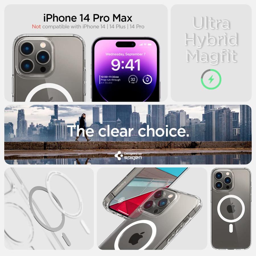 Spigen iPhone14ProMax ケース MagSafe対応 マグネット搭載 黄変なし 2重構造 耐衝撃 ワイヤレス充電 マグセーフ ACS04825 (ホワイト)｜open-clothes｜02