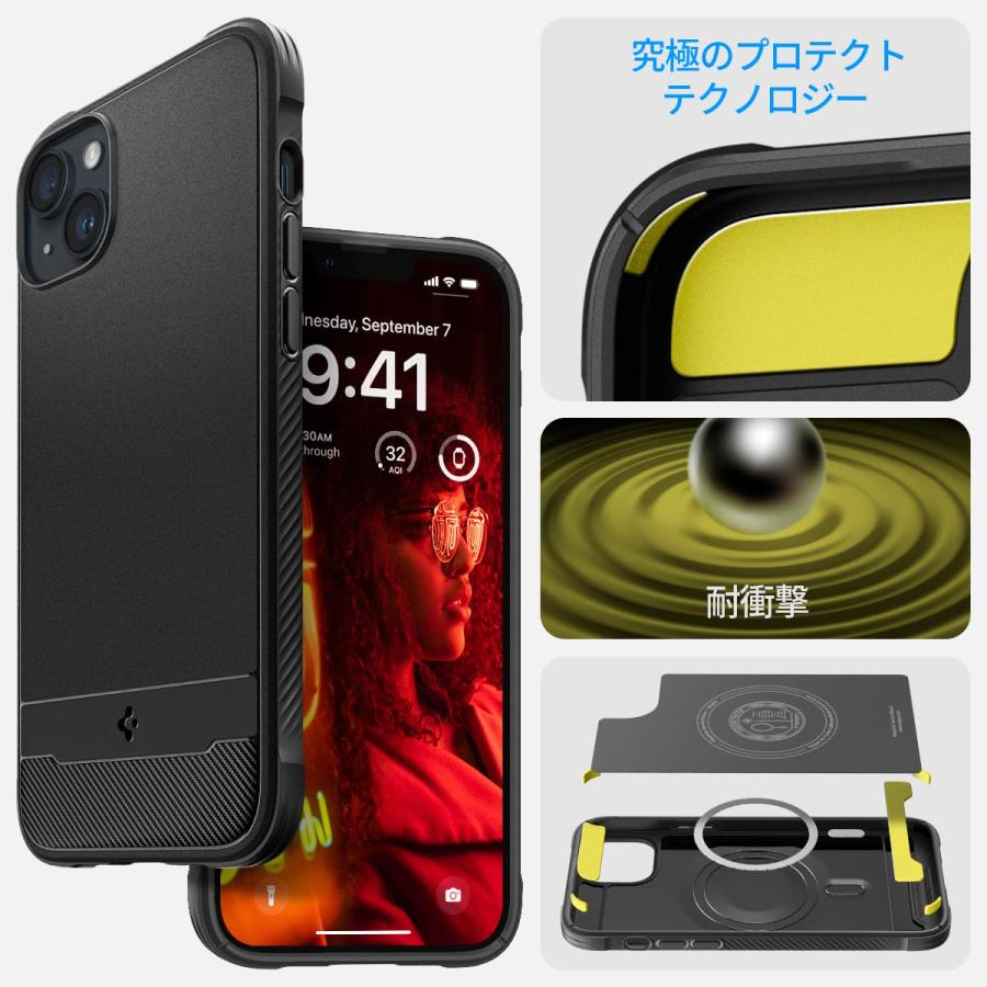 Spigen iPhone14 ケース MagSafe対応 持ちやすい カーボンデザイン すり傷防止 ワイヤレス充電対応 ACS05036 マット・ブラック｜open-clothes｜03